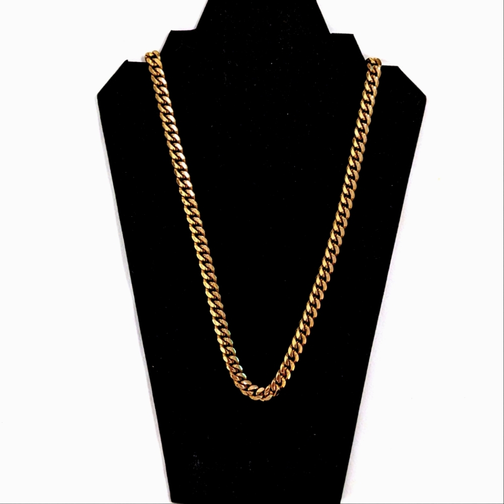Vintage Gold Tone Collar Necklace Chunky Chain Link Measures 30"